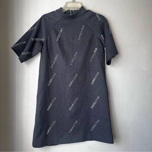 Tamara Simone Navy Blue Mock Neck Superstar A line Dress 38 / US 8